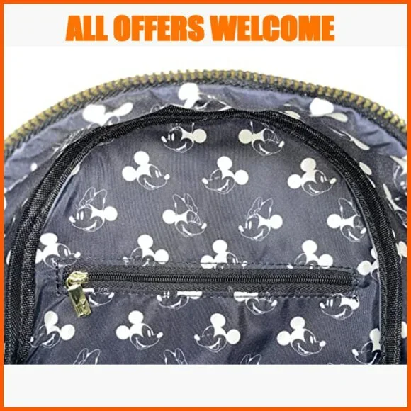 Faux Leather Mickey Mouse Shoulder Bag with Adjustable Straps